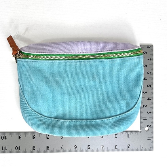 CLARE V Pinewhale Corduroy & Leather Belt Bag in Pale Blue and Lavender - Picture 8 of 9